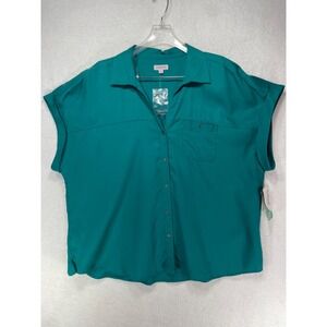 Westbound Woman 2X Short Sleeve Button Up Blouse NWT
